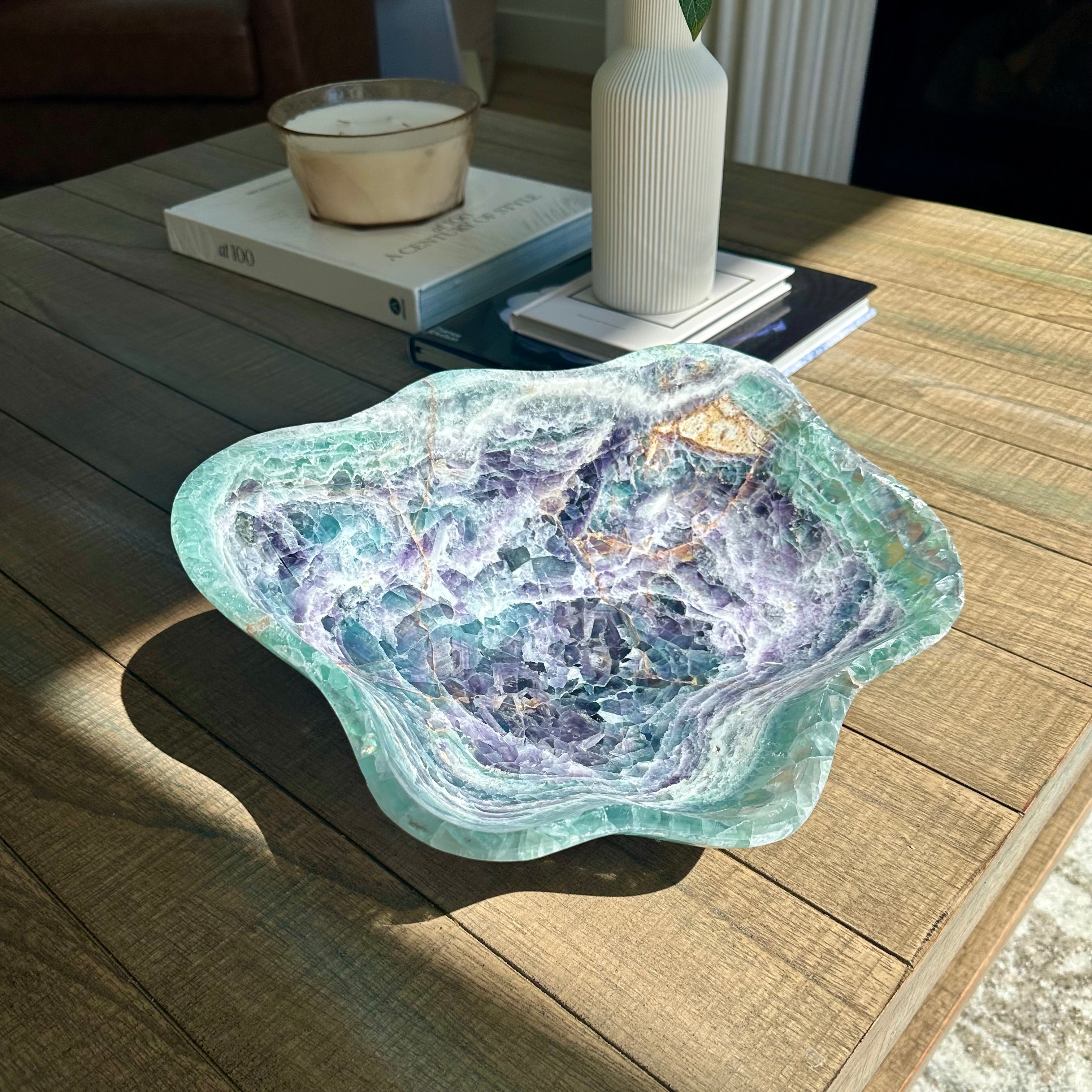 Fluorite Crystal Bowl – Hand-Carved Luxury Home Decor