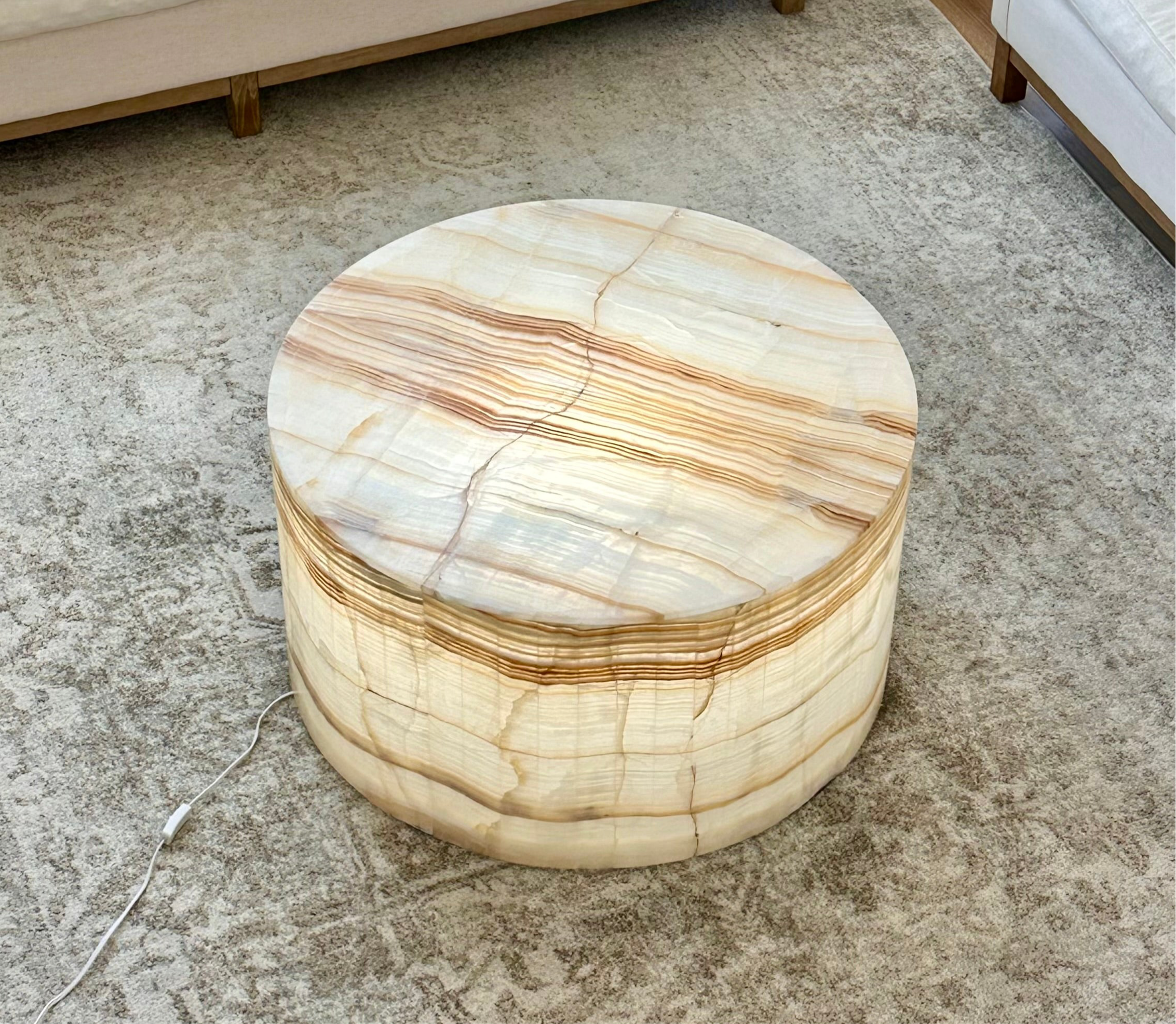 Round Honey Onyx Coffee Table