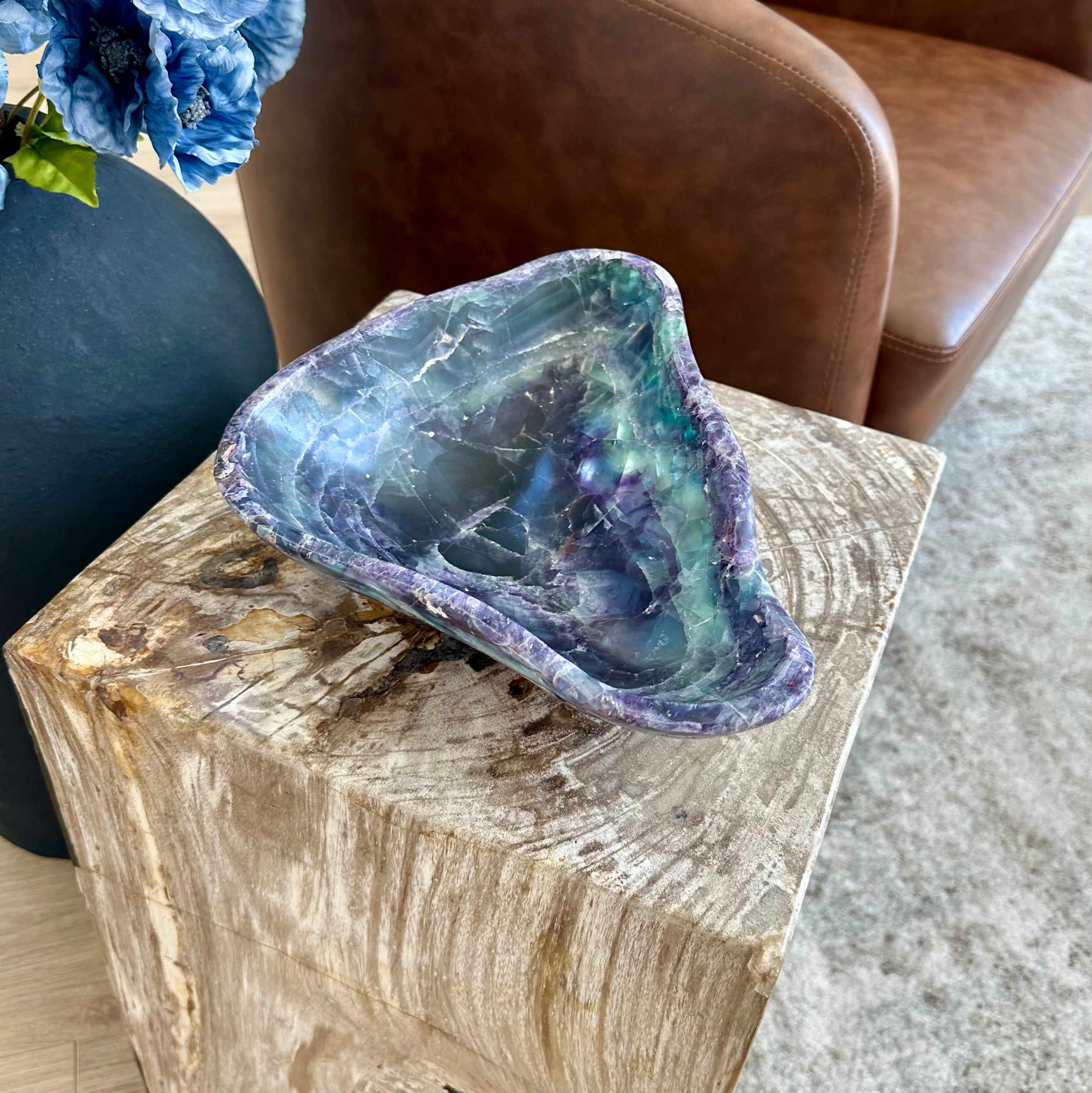 Fluorite Crystal Bowl – Hand-Carved Luxury Home Decor