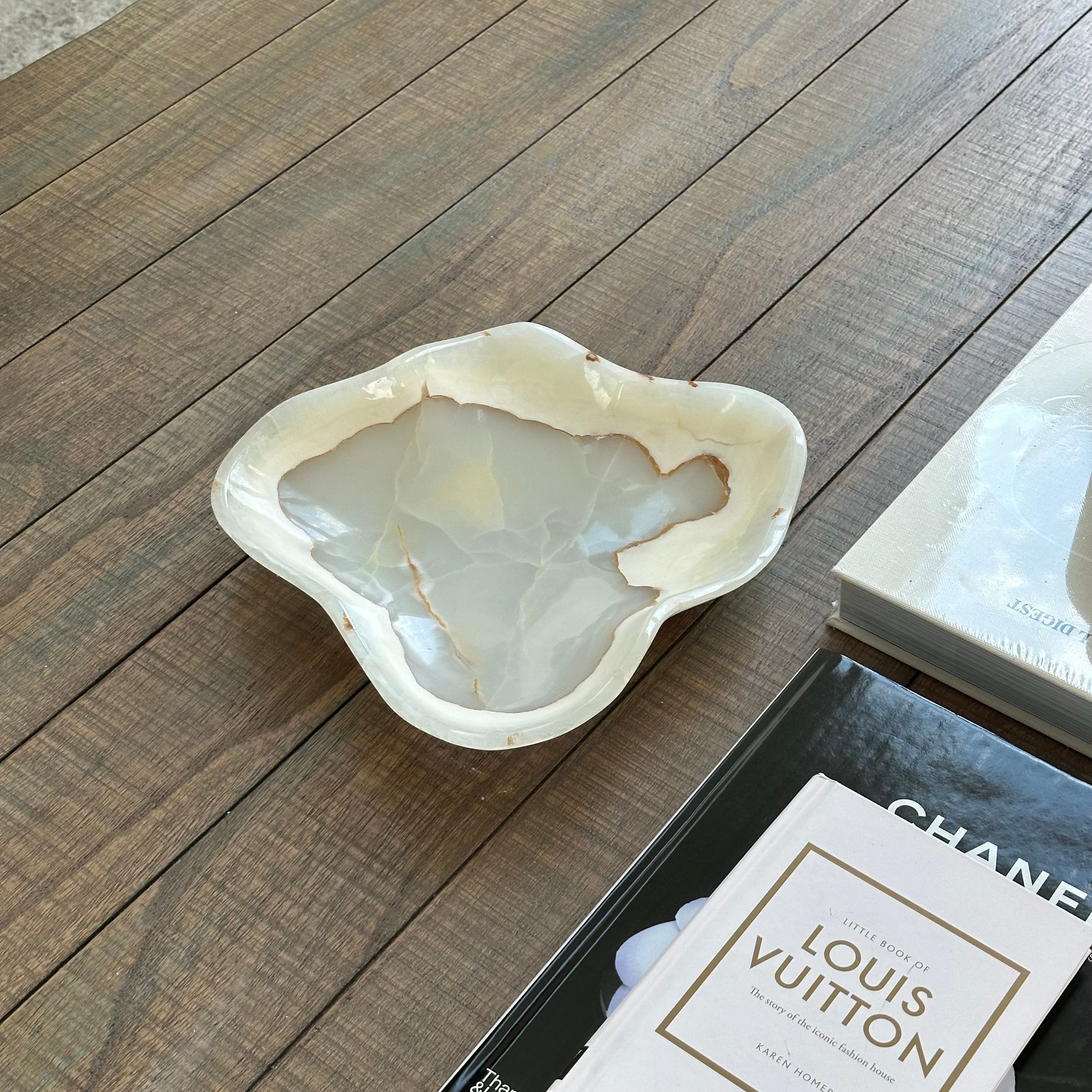 White Iridescent Onyx Bowl - Decorative Bowls