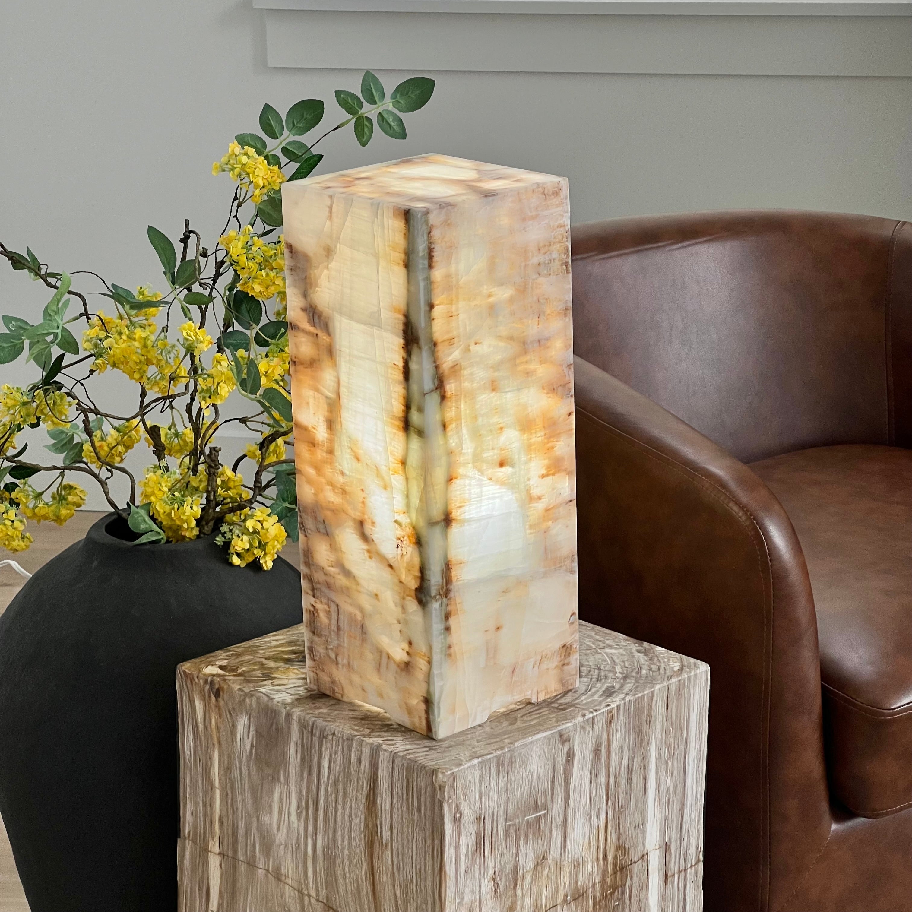 Amber & Cream Onyx Table Lamp