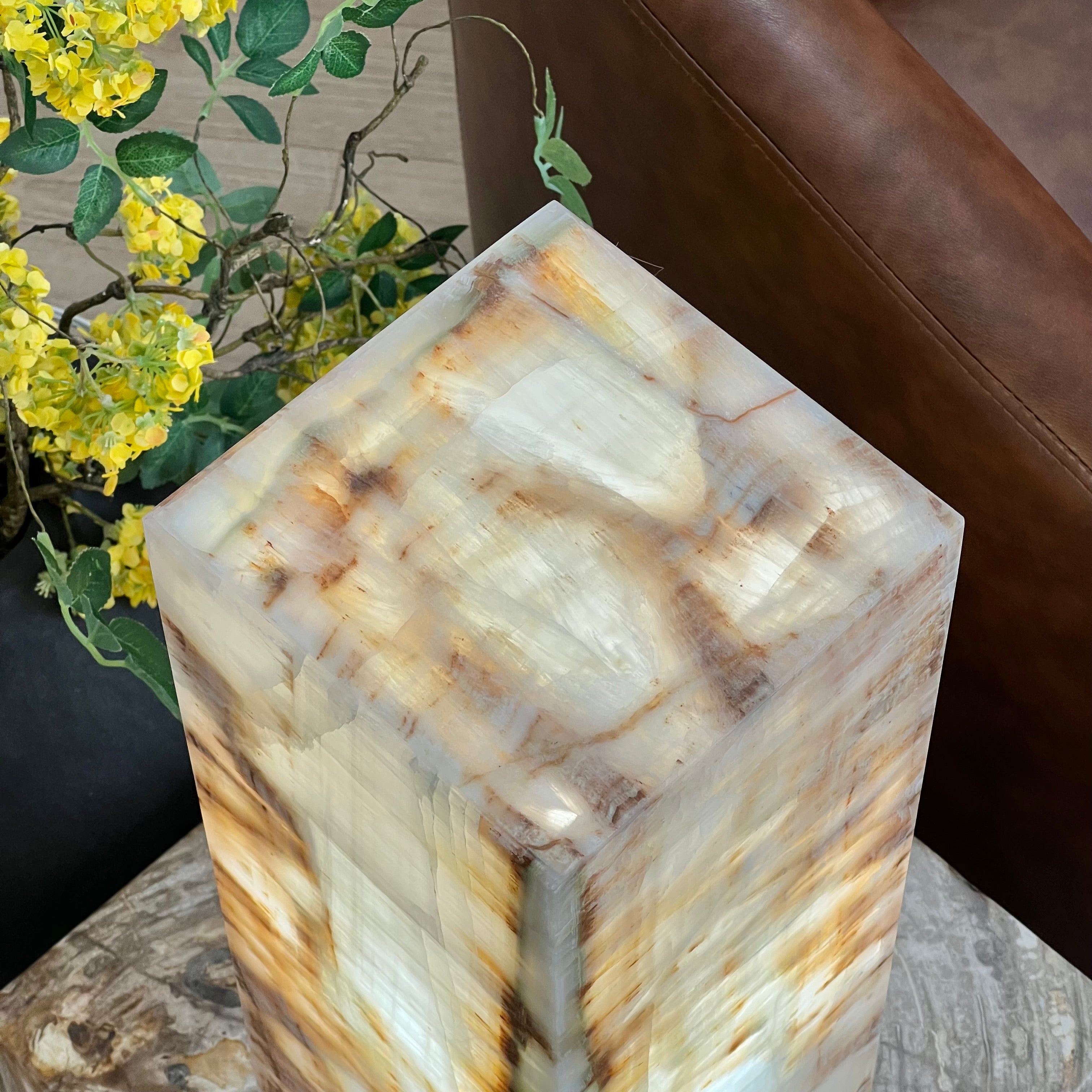 Amber & Cream Onyx Table Lamp