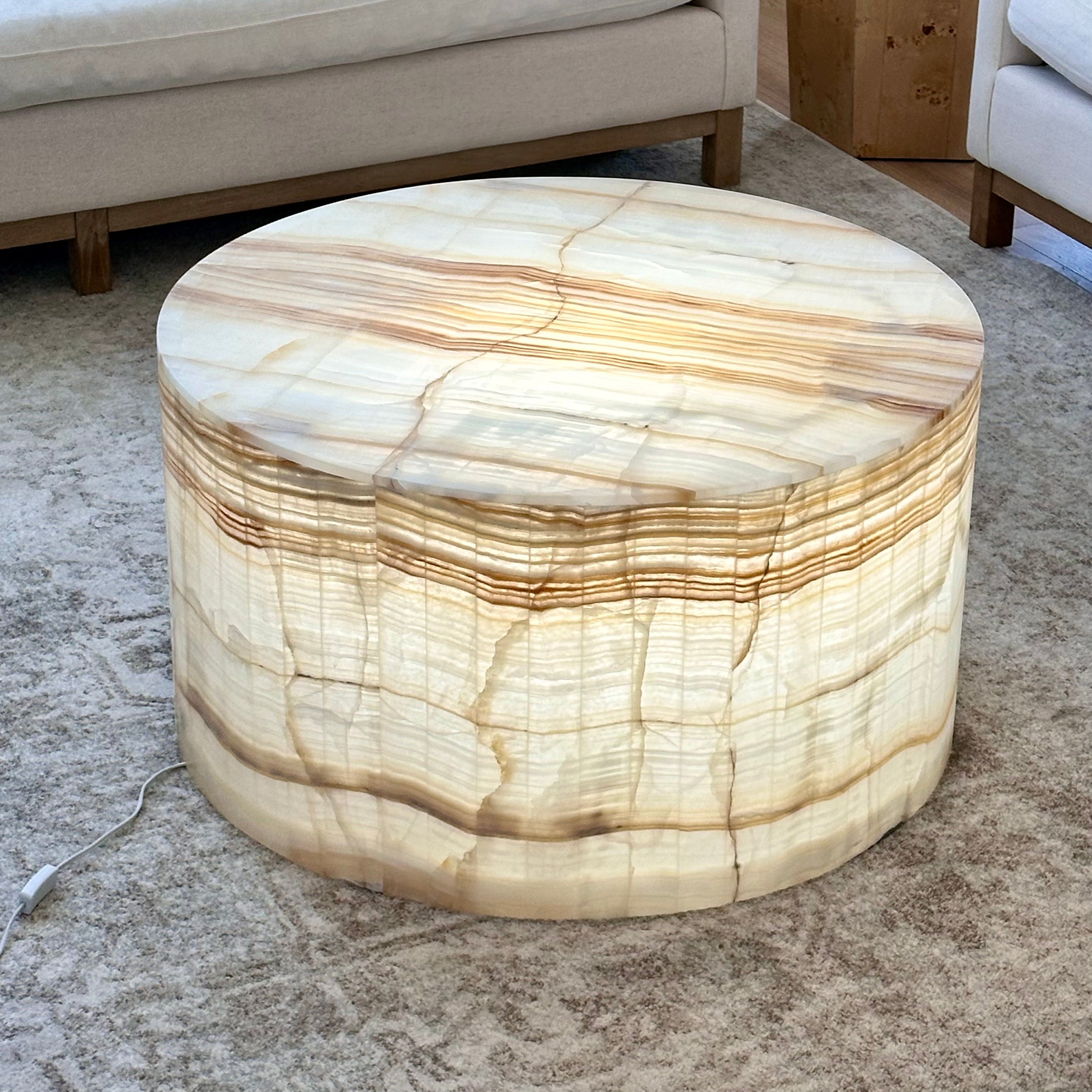 Round Honey Onyx Coffee Table