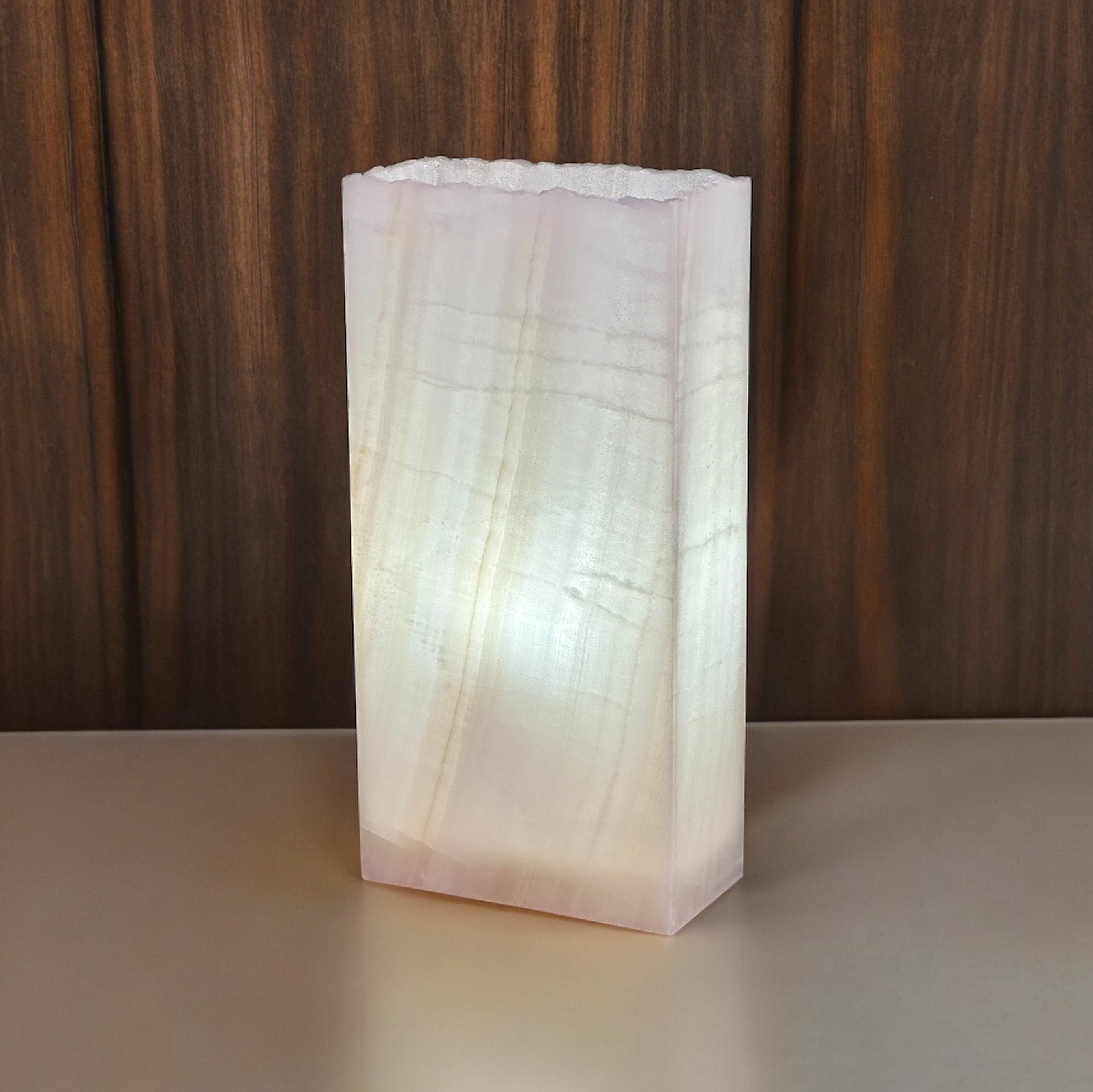 Natural Edge White Onyx Lamp - Natural Handcrafted Stone