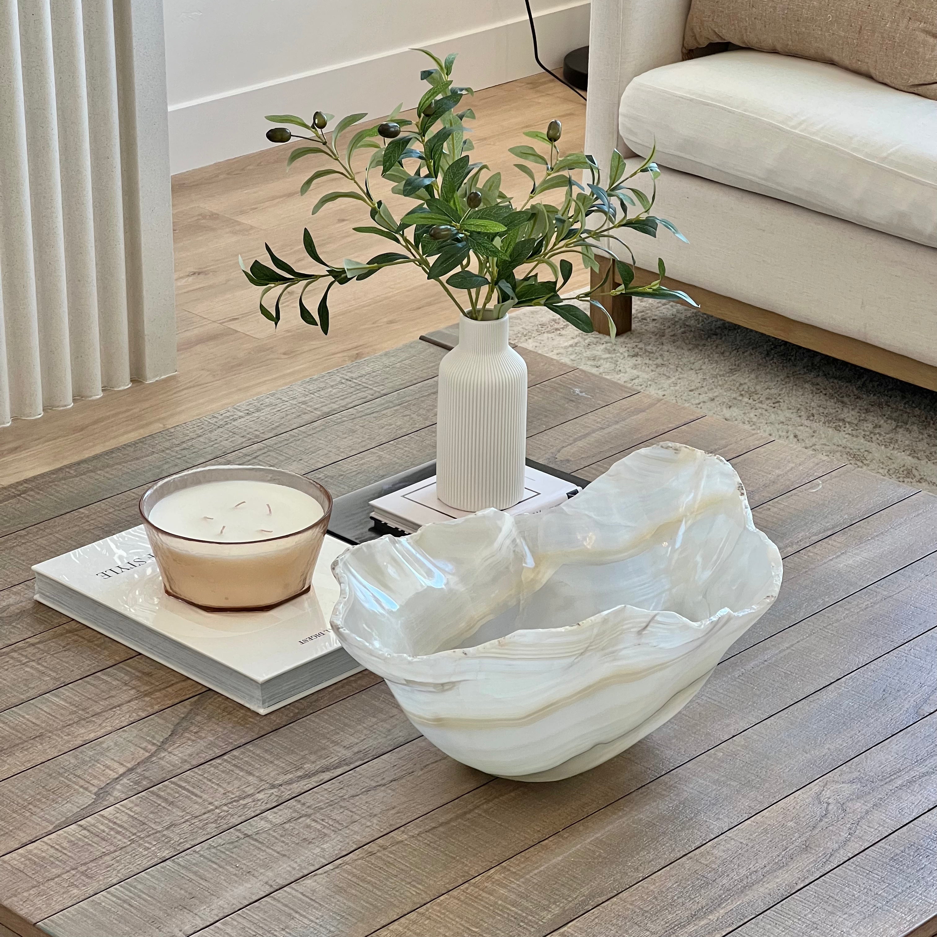 Hand-Carved XL Onyx Display Bowl – 18" Natural Stone Centerpiece