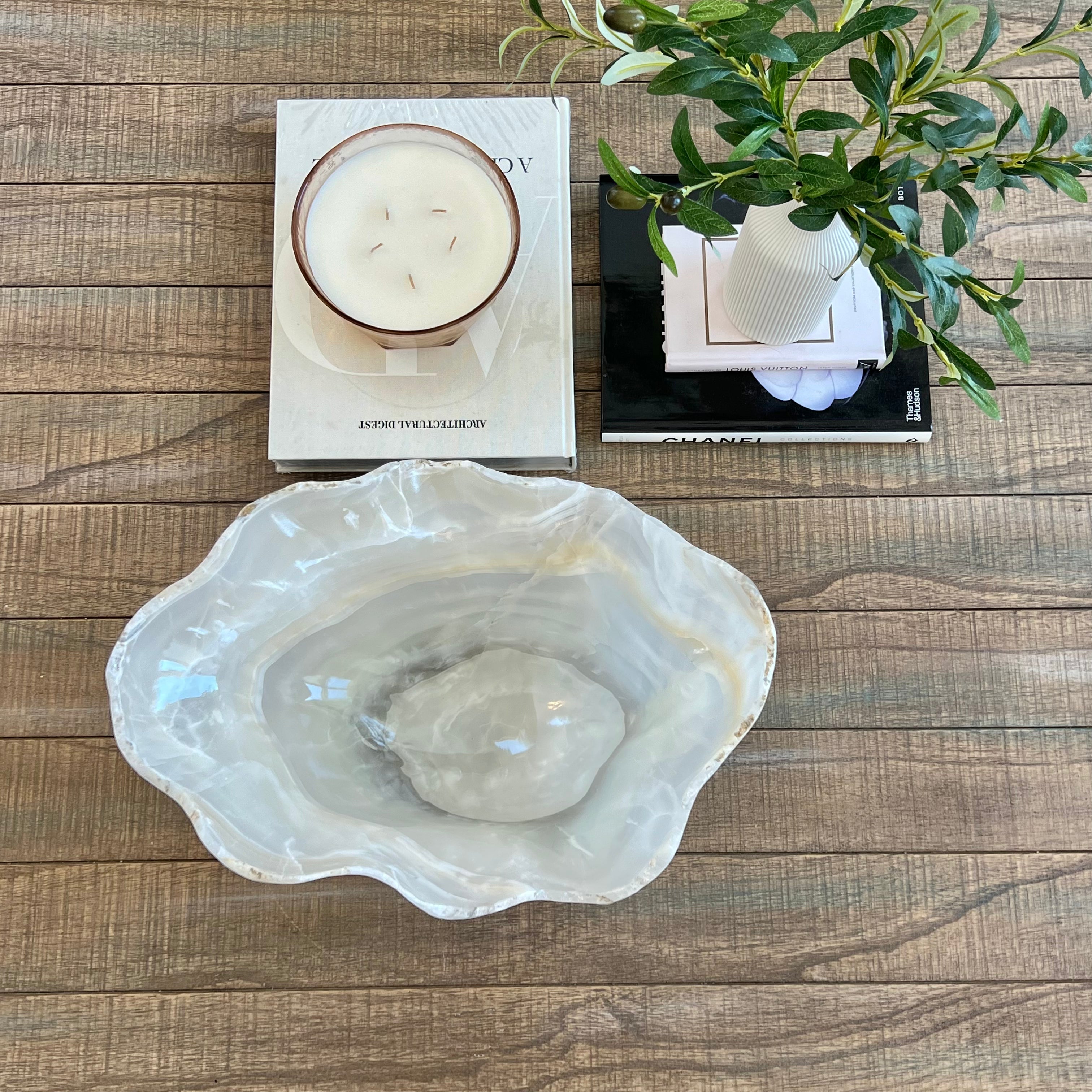Hand-Carved XL Onyx Display Bowl – 18" Natural Stone Centerpiece