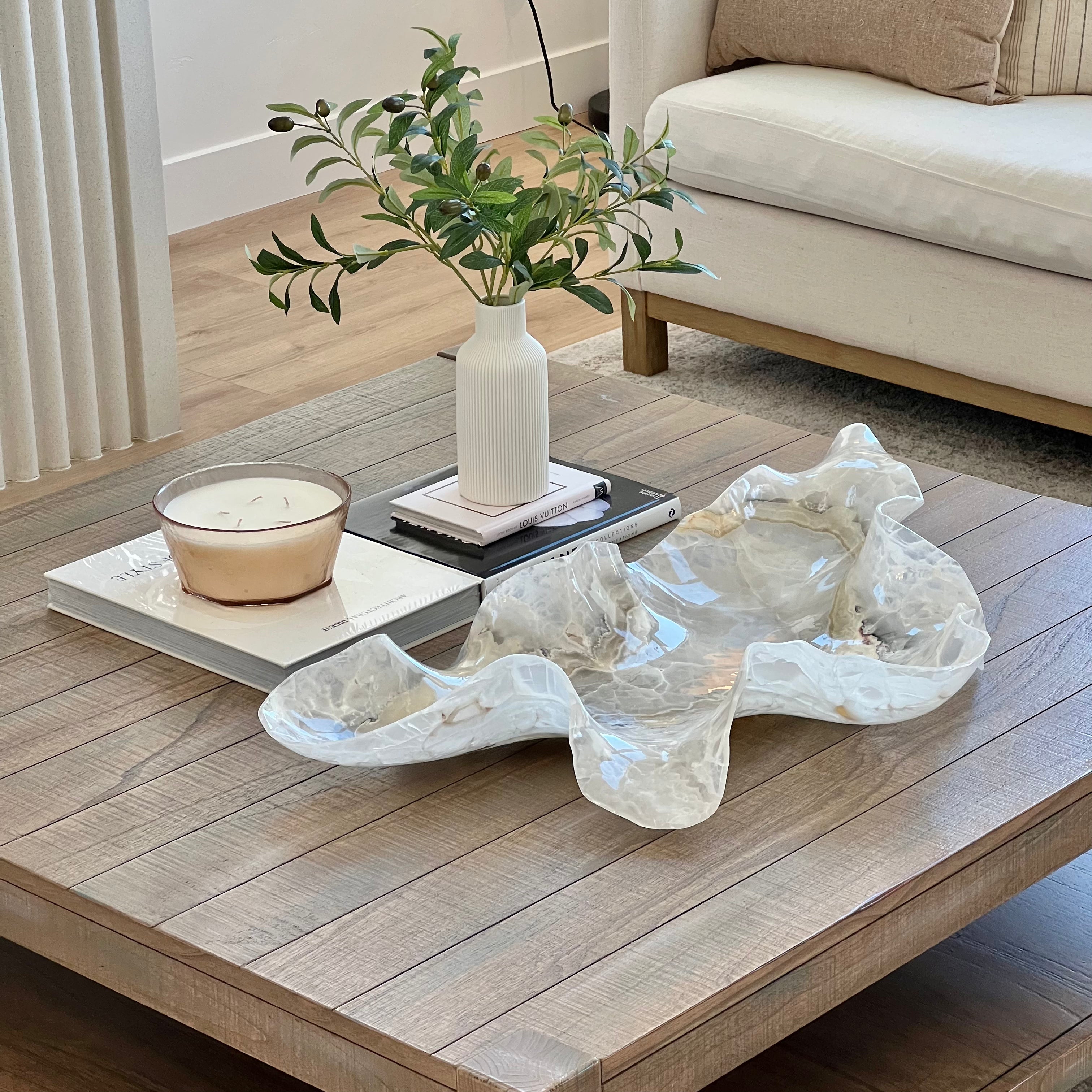 Oversized Hand-Carved Onyx Bowl – 32" Natural Stone Centerpiece