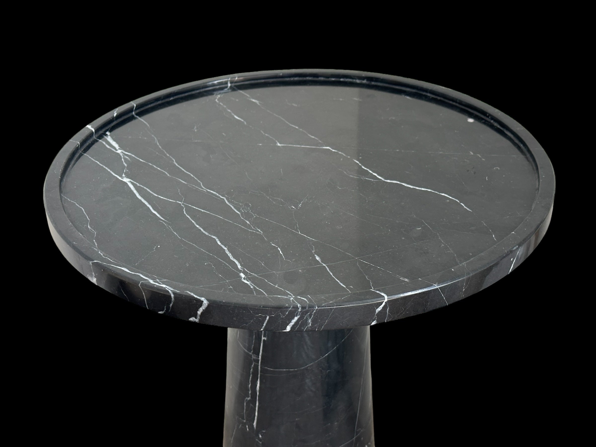 Polished Black Marble Side Table