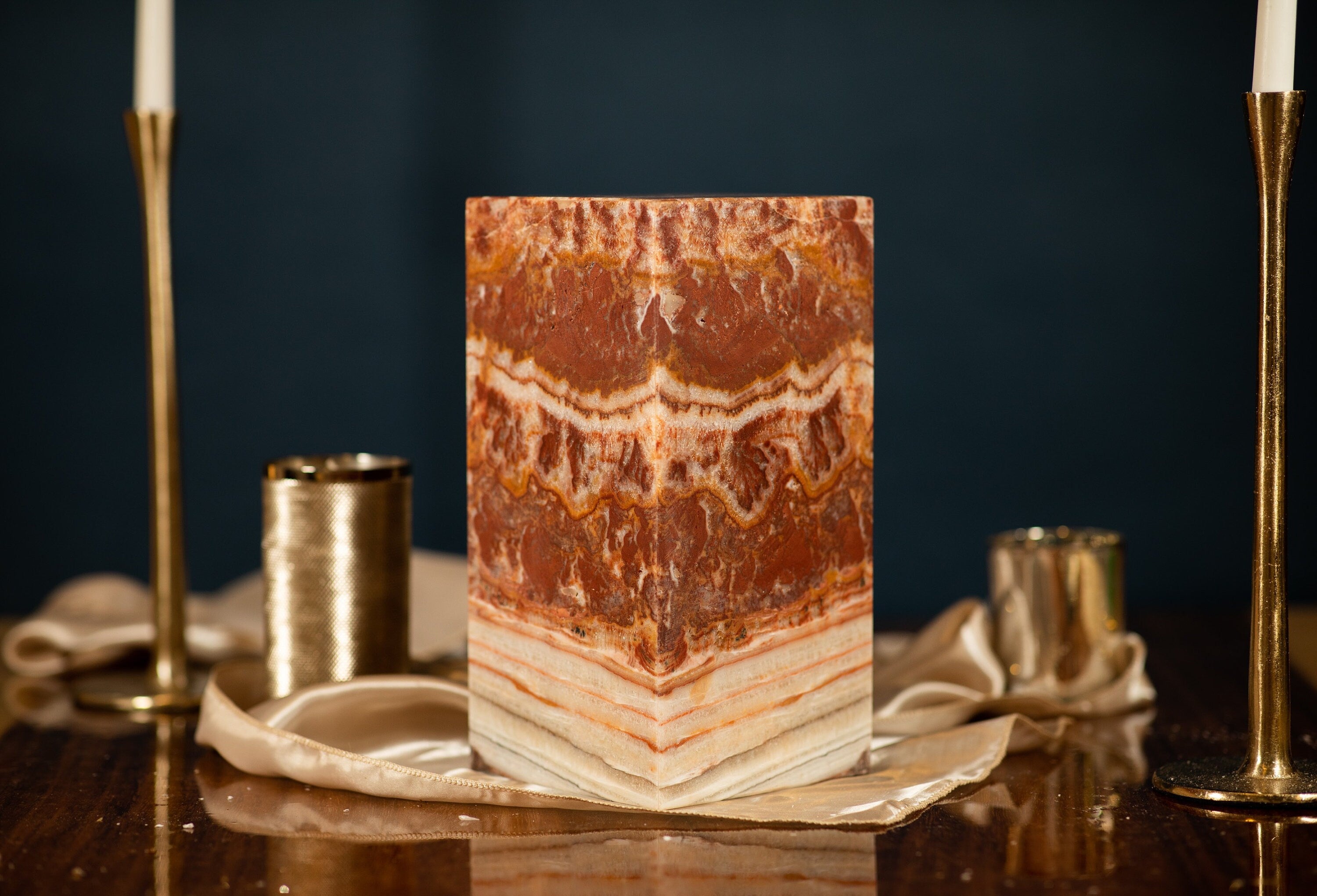 Banded Red Onyx Lamp - Custom Handcrafted Piece - Home Decor - One of a Kind