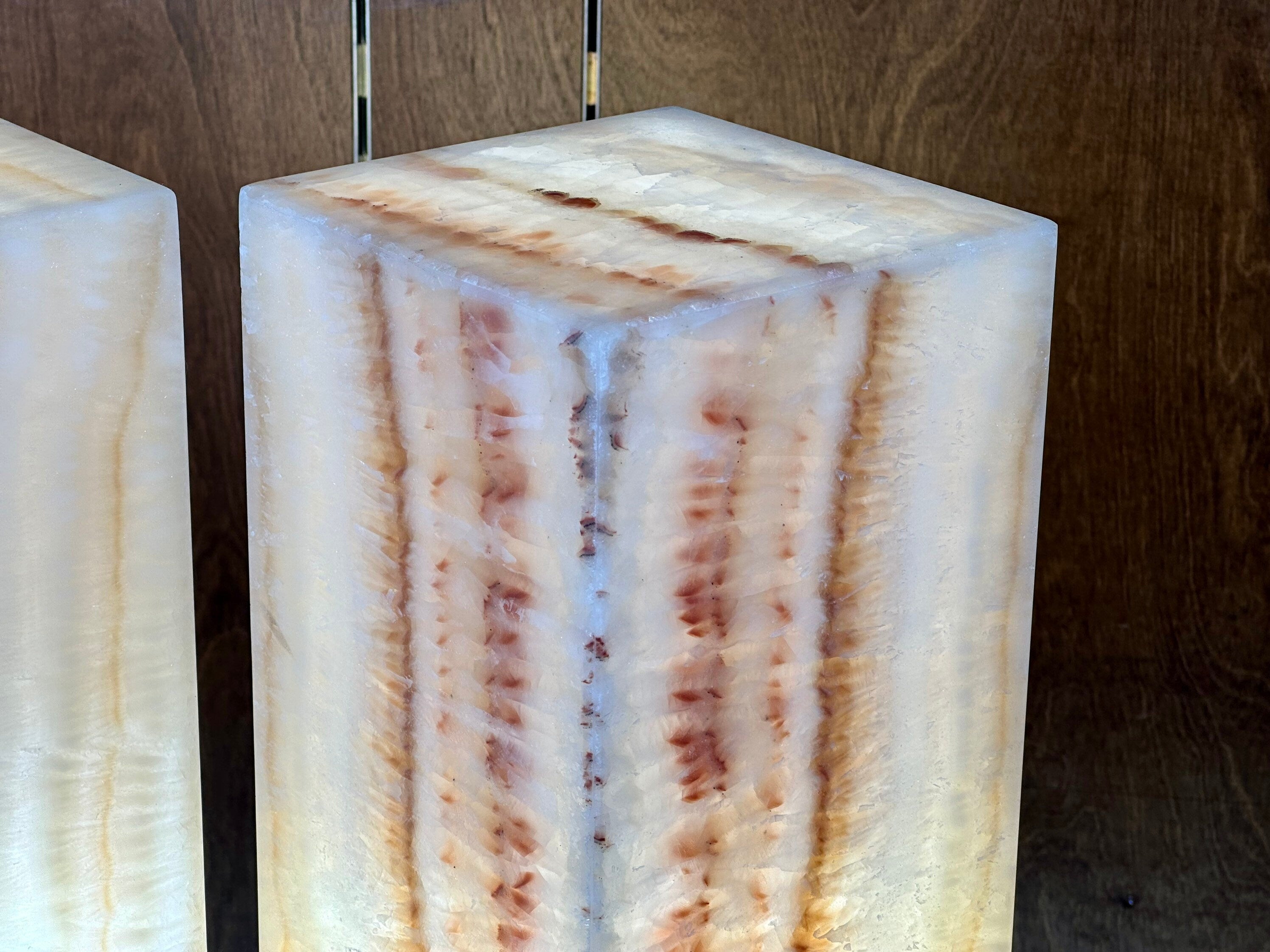 Beige Onyx Lamp Set | Genuine Square Banded Onyx Table Lamp | Home Decor | Desk Lamp | Beautiful Lamp | Table Lamp